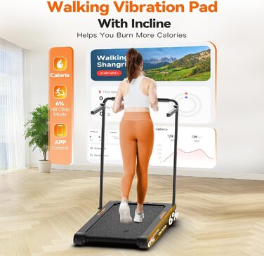 Sperax Килимок для ходьби з вібрацією 3-в-1 для бігового тренажера, з пультом дистанційного керування, 0.3-6 км/год, для дому та офісу (Сірий)