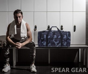 Дуже велика спортивна сумка Spear XXL 68 см 65 л для чоловіків і жінок, камуфляж сіра, для спорту, фітнесу, футболу, сауни + пляшка для води