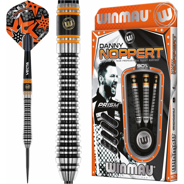 Професійний набір дартс WINMAU Danny Noppert Signature Edition 2.0, вольфрамові дротики 21 г з оперенням та стрижнями