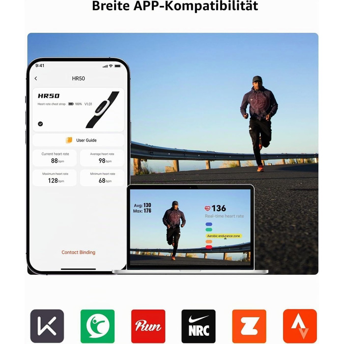 Пульсометр iGPSPORT HR40 Bluetooth ANT+ з нагрудним датчиком для бігу, велоспорту, фітнесу, сумісний з Garmin, Polar, Wahoo (Чорний)
