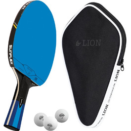 Sunflex Color COMP B45 професійна ракетка для настільного тенісу з синім ITTF сертифікованим накладенням, конкавна ручка, комплект з чохлом і 3 м'ячами для професіоналів та клубних гравців
