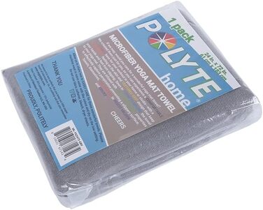 Рушник для йоги Polyte з мікрофібри з нековзною силіконовою основою та еластичними стрічками, 61 x 183 см (Сірий)