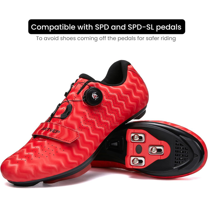 Велосипедні черевики для чоловіків та жінок. Сумісні з педалями Look SPD, SPD-SL, Delta Lock. Підходять для Peloton. Червоні, розмір 38 EU.