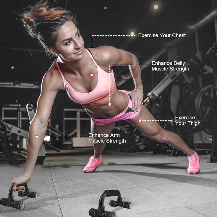 Набір гантелей для віджимань Flintronic (2 шт), неслизькі ручки для тренування м'язів та сили #3 Темно-сірий