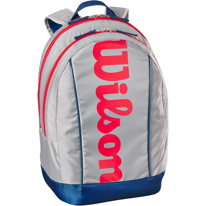 Дитячий тенісний рюкзак Wilson Junior, 2 відділення, до 2 ракеток, світло-сірий/червоний-синій