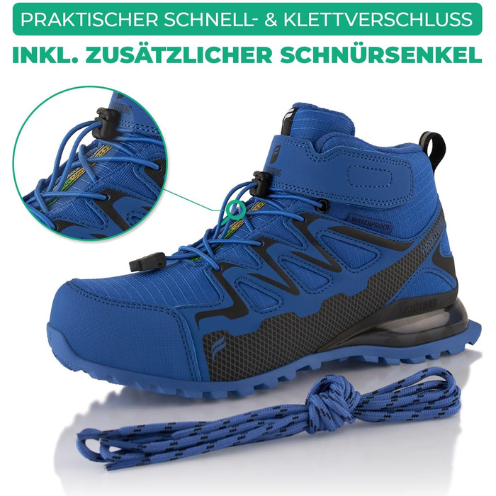 Зимові чоботи для жінок та чоловіків, водонепроникні, з утеплювачем, туристичні (39 EU, синій, чорний)