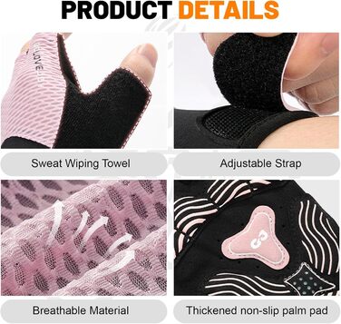 Велосипедні рукавички Flintronic напівпальцеві для чоловіків та жінок, спортивні рукавички з антиковзаючим покриттям та амортизацією, дихаючі рукавички для гірського велосипеда, шосе, фітнесу, рожевий, M