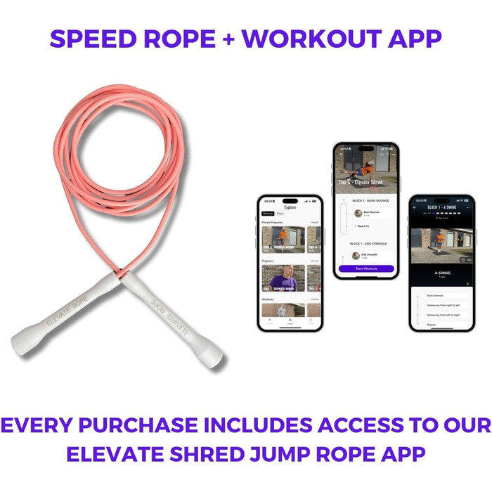Скакалка Elevate Speed Rope MAX, професійна, міцний ПВХ з нейлоновим осердям, 5 мм, довжина до 3 м, посилені ручки