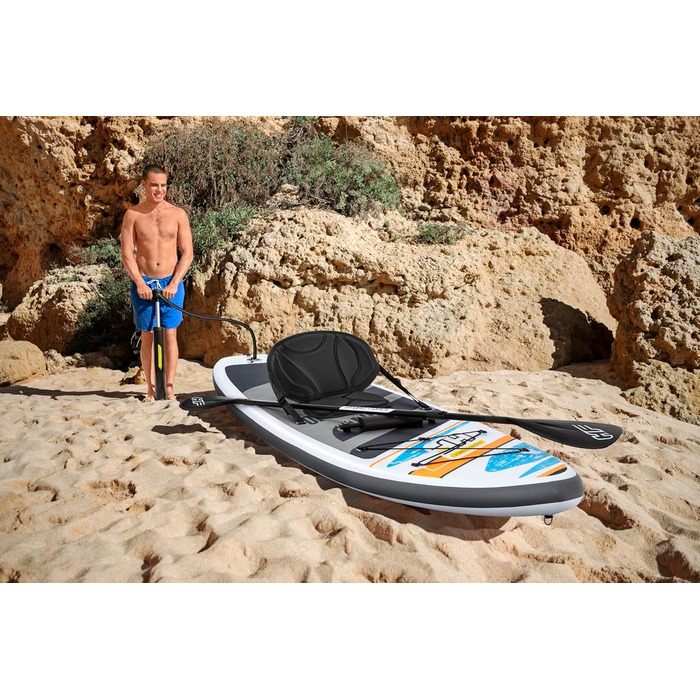 Надувна SUP-дошка Bestway Hydro-Force White Cap з сидінням, 305x84x12 см, комплект для веслування