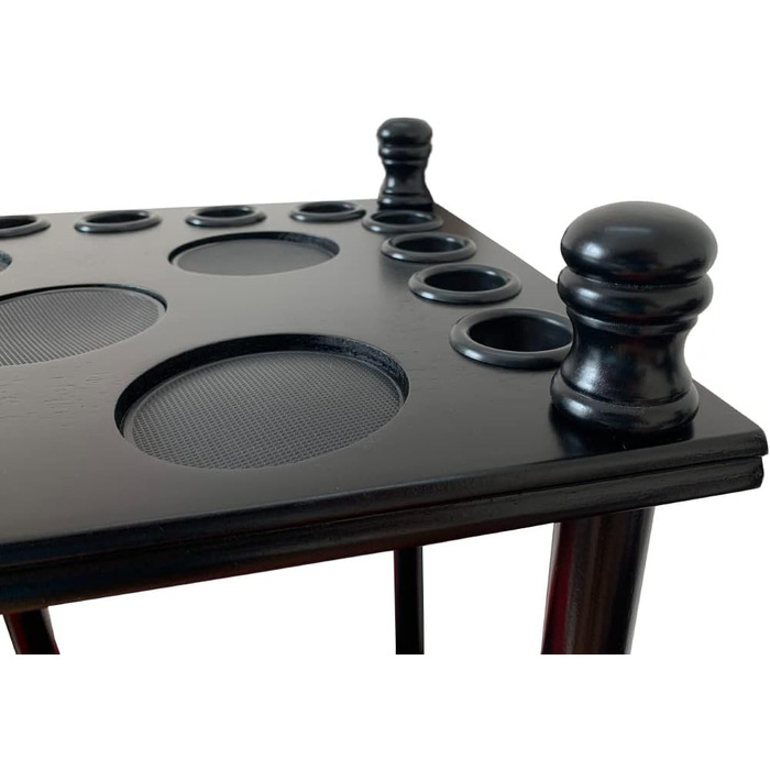 Стійка для більярдних київ GACCO BILLIARDS на 8 київ та аксесуари, з тримачем для куль, з кутів, з масиву дерева, чорна