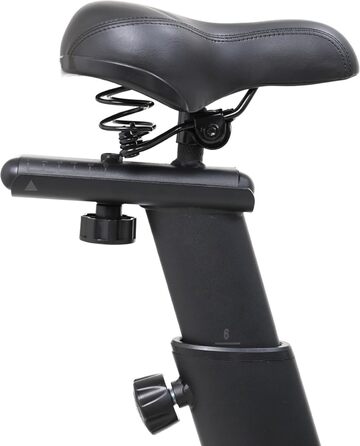 Велотренажер TechFit Professional Indoor Cycle з маховиком 20 кг, магнітним опором (99 рівнів), Bluetooth, дисплеєм, кріпленням для планшета, алюмінієвими педалями та регульованим кермом. Максимальна вага користувача: 200 кг. Розміри: 117x107x53 см