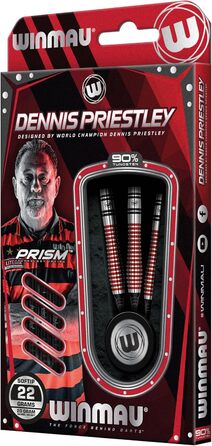 Дартс-набір WINMAU Dennis Priestley 26 г професійний, вольфрамовий, з оперенням і стержнями