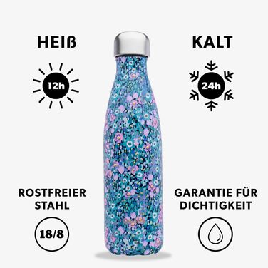 Термос Qwetch Giverny Glycine 500 мл, нержавіюча сталь, зберігає холод до 24 годин, тепло до 12 годин, герметичний, BPA-free, багаторазовий