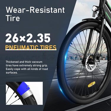 Електровелосипед COLORWAY BK8 26x2,35 дюйма, 250 Вт, знімний акумулятор 36В 12Аг, LED-дисплей, подвійний диск гальма, для підлітків і дорослих