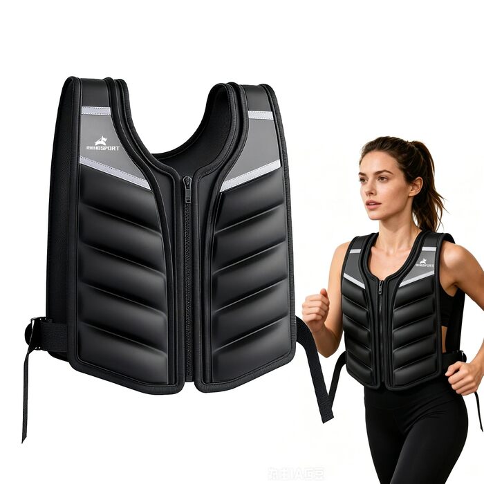 Утяжелитель RHINOSPORT 4.5 кг, 6.8 кг, 9.1 кг унісекс – Преміум жилет для фітнесу з світловідбиваючими смугами та кишенею для рук, для силових тренувань, схуднення, дому/залу