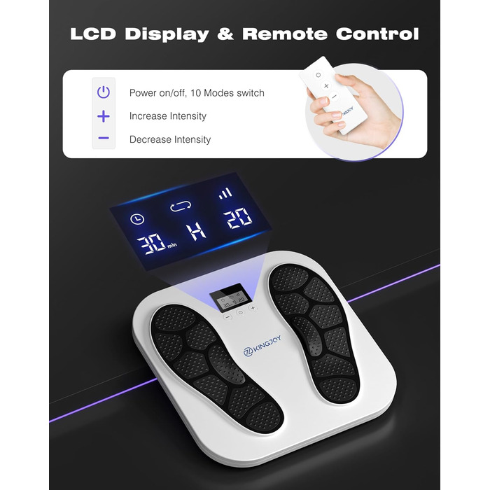 Масажер для ніг та тіла Medic EMS TENS - стимулятор кровообігу з 10 режимами та 20 рівнями інтенсивності. Зменшує біль при п'ятковому фасціїті, невропатії та болю. Білий колір.