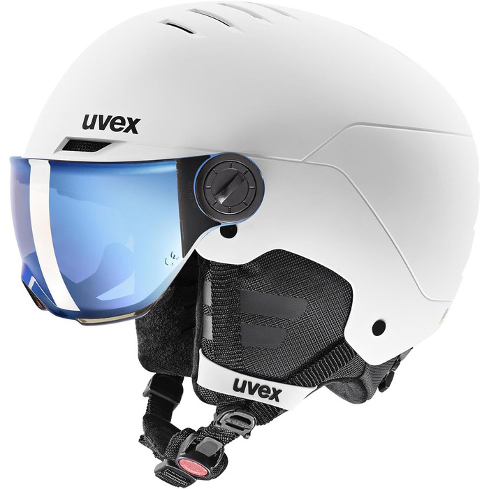 Дитячий велосипедний шолом uvex Rocket jr Visor Single, біло-чорний матовий, 54-58 см