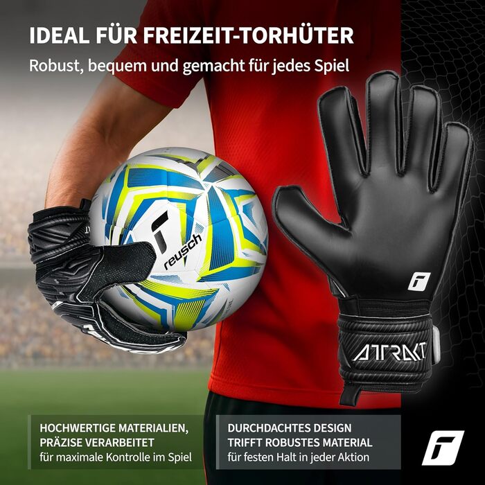 Воротарські рукавички Reusch Attrakt Solid - професійні, з латексом, для будь-якої погоди та покриття (чорні)