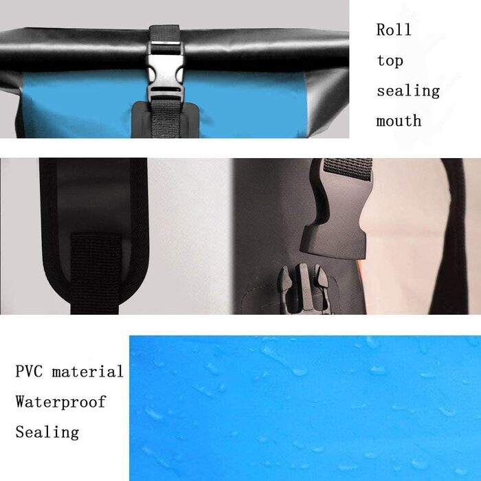 SCHITEC Водонепроникний рюкзак Dry Bags 25L з рол-топ закриттям для подорожей, каякінгу, рафтингу, риболовлі, кемпінгу та пляжу (Блакитний)