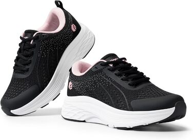 Жіночі кросівки FitVille для ходьби та бігу: широкі, дихаючі, з неслизькою підошвою, чорно-рожеві, 40 EU