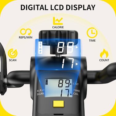 Міні-велотренажер MOMODA з LCD-дисплеєм, портативний педальний тренажер для ніг та рук, домашній симулятор ходьби (чорний)
