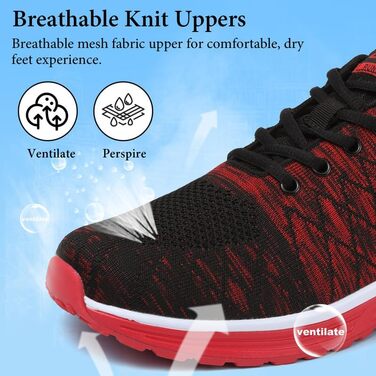 Чоловічі кросівки для бігу та занять спортом: Air Cushion, зручні та дихаючі, чорно-червоні (40 2/3 EU)