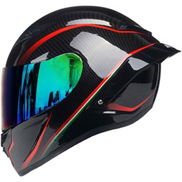 Мотошолом Woljay для дорослих унісекс Offroad, Moto, Street Bike, ATV. DOT approved, червона лінія, кольори, XL