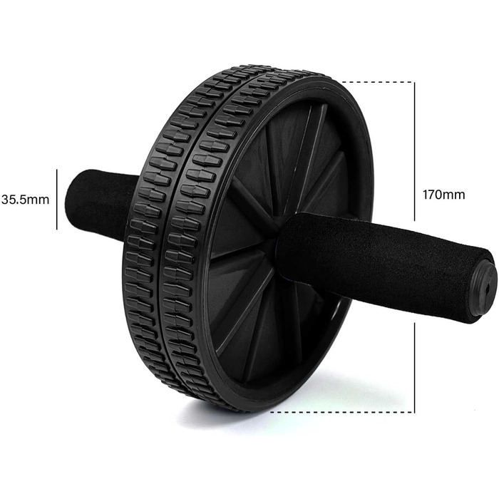 Колесо для пресу OcioDual з ручкою, тренажер для дому, AB Wheel (чорний)