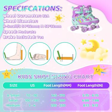 Дитячі ролики Nattork для дівчаток, Райдужне єдинорога, для малюків, 5-8 років, регульовані ролики з підсвічуванням – найкращий подарунок на день народження