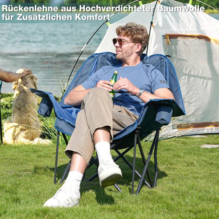 Великий складаний стілець для кемпінгу RELAX FIELD, 227 кг, Navyblue