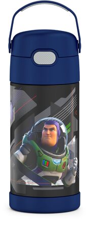 Дитяча термопляшка зі сталі Thermos Funtainer з трубочкою, вакуумна ізоляція, 355 мл, Lightyear, чорна