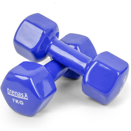 Гантелі TRENAS Hexagon 2 x 7 кг для фітнесу і тренувань, набір для жінок і чоловіків, для дому та спортзалу