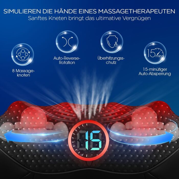 Масажер для шиї та плечей VOYOR-HEALTH PJ100 з інфрачервоним підігрівом, 4D Shiatsu масаж для спини та попереку, універсальний для дому, авто та офісу, чорний