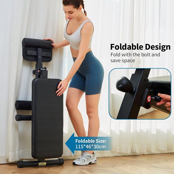 Регульована лава для тренувань Leikefitness 5812 - складана лава для дому, чорна