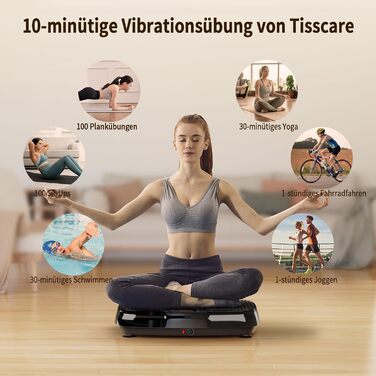Вібраційна платформа TISSCARE для дому: тренування, схуднення, формування фігури та м'язів. 120 рівнів, 5 режимів, до 180 кг. Чорний колір