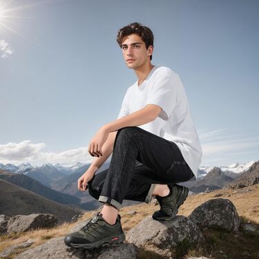 Черевики для хайкінгу чоловічі, дихаючі, трекінгові, легкі та з антиковзким покриттям, спортивні, зелені, 45 EU