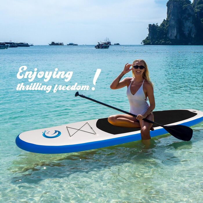 Надувна SUP-дошка FunWater з регульованим веслом, насосом, антиковзаючим EVA покриттям та страховочним шнуром для дорослих NEW SMILE