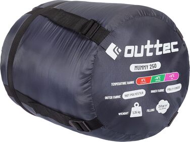 Спальний мішок Outtec з капюшоном, мумієподібний, ультралегкий, компактний, для кемпінгу, дітей та дорослих, для активного відпочинку, блакитний