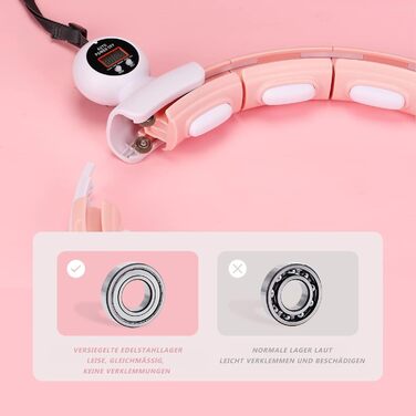 Розумний фітнес-обруч LEAFIA з лічильником, магнітними дисками та 16 регульованими секціями, рожевий - для схуднення та фітнесу для дітей та дорослих