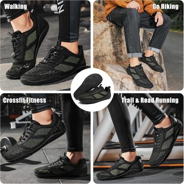 Босоніжки Geweo для жінок та чоловіків: зручні спортивні кросівки з широкою передньою частиною, легкі, для фітнесу, кросфіту, силових тренувань, без підйому, трекінгові, унісекс, 37-47 EU (Outdoor, зелений, 37 EU широкі)