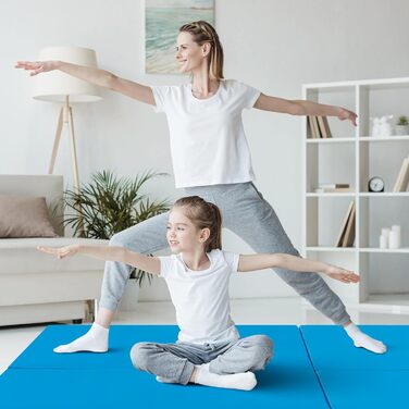 Складаний спортивний мат COSTWAY 180×60×5 см, водостійкий, нековзний, для гімнастики, йоги, фітнесу, бірюзовий