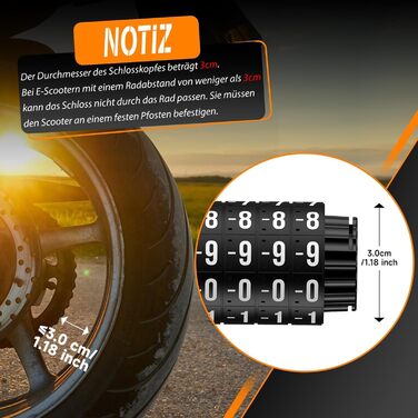 Надійне велозамок HiiPeak з 5-значним кодом, 94 см, 7 мм, для велосипеда, мотоцикла, грилю, чорний