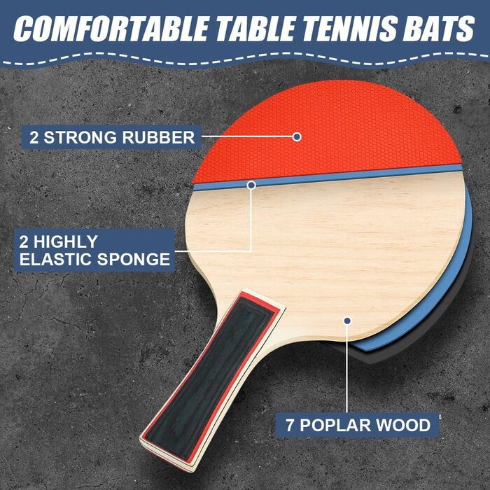 Набір для настільного тенісу Flintronic: 2 ракетки + 3 м'ячі, з сумкою для початківців та професіоналів (#2 Upgrade Black)