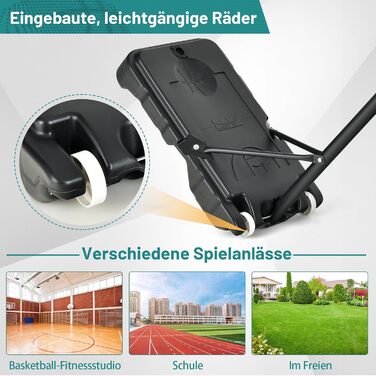 Стенд для баскетболу COSTWAY, регульована висота 90-210 см, з корзиною та колесами, мобільний, для дітей та юнаків, стійкий до погодних умов, для використання в приміщенні та на вулиці (зелений)