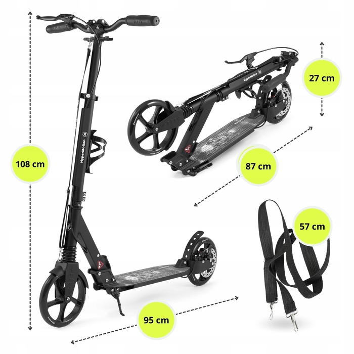 Електросамокат HyperMotion SKYLINE BLACK HYP, чорний, 2 колеса