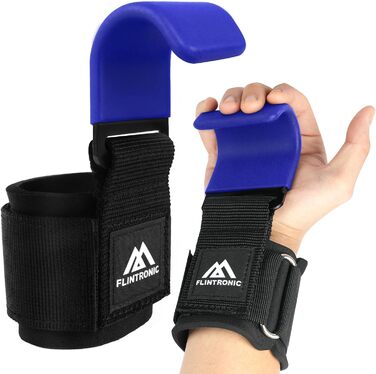 Набори для тяги Flintronic Power: допоміжні тренажери для силових тренувань, шкіряні, з неопреновим наповнювачем 8 мм та бавовни. Підходять для бодібілдингу, важкої атлетики, силових та фітнес-тренувань (блакитні, 2 шт.)