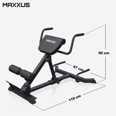 MAXXUS Тренажер для спини 7в1, складаний, сталевий, до 150 кг, гіперекстензія, для дому та пресу, чорний