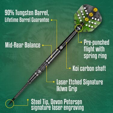Дротики Shot Steel Devon Petersen Courage African Warrior 90% вольфраму, стальні, набір з Нової Зеландії