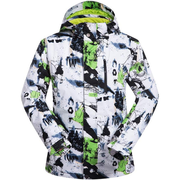 ALSOGO Комплект гірськолижний чоловічий: куртка та штани, зимовий, водонепроникний, вітронепроникний, з капюшоном, для сноуборду, розмір XL, колір зелений