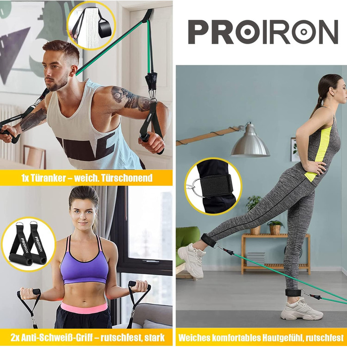 Набір фітнес-резинок PROIRON 5 шт. для тренувань, латекс, аксесуари, опірні стрічки для спорту, йоги, пілатесу, силових вправ, анти-розрив, для дому та залу